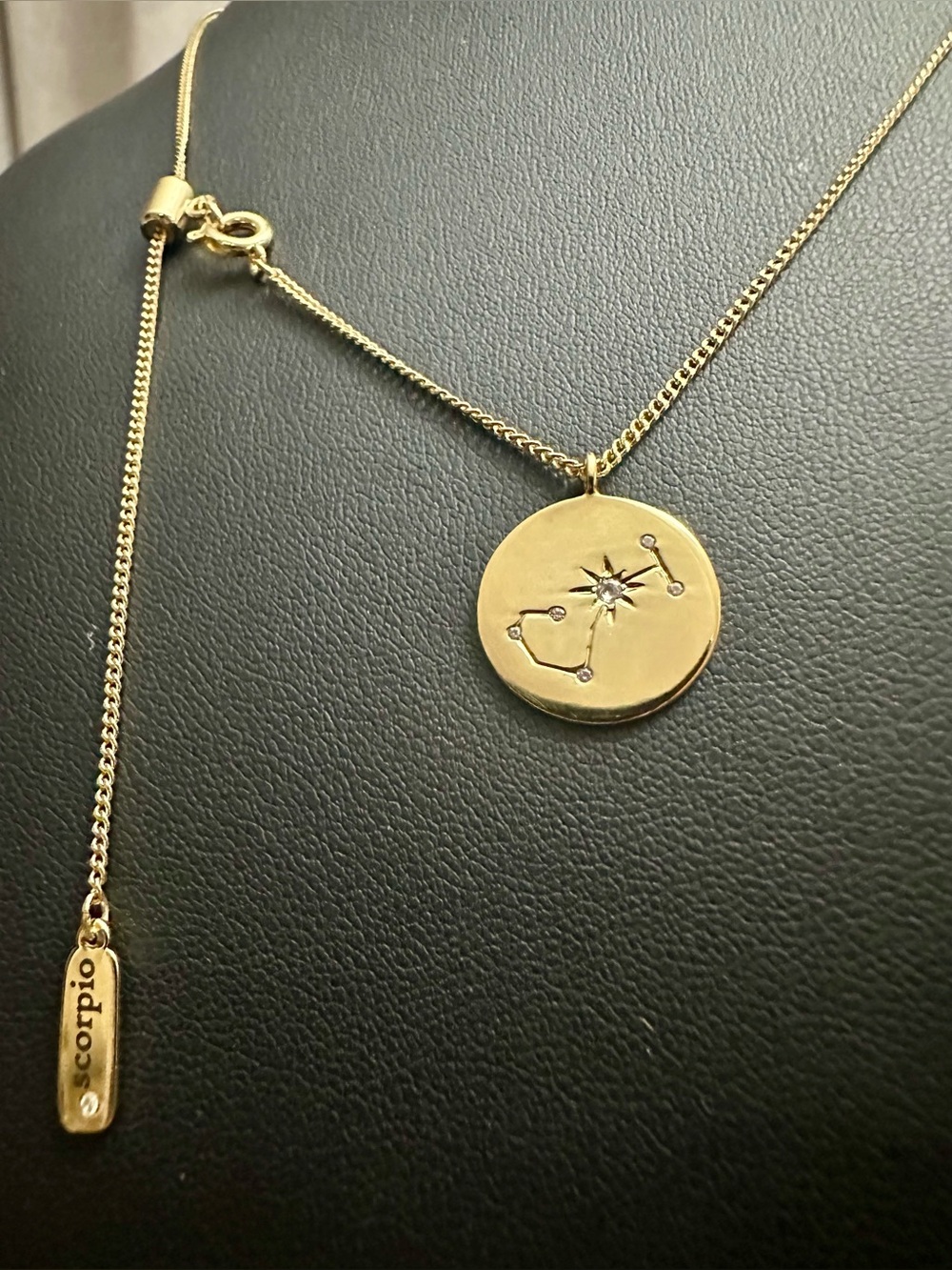 AERIE SCORPIO Star Constellation Zirconia Necklace Gold-tone Adjustable NEW